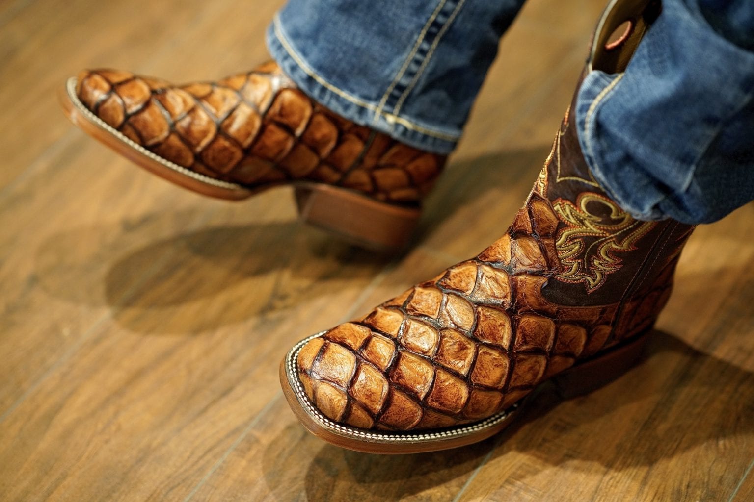 Men’s Handmade Brandy Fish Scale – Square Toe (5LC9) – Alfa Western Wear