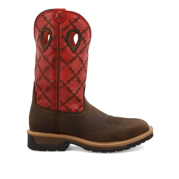 Men’s Twisted X Western Work Boot - Brown & Flash Red MLCA005