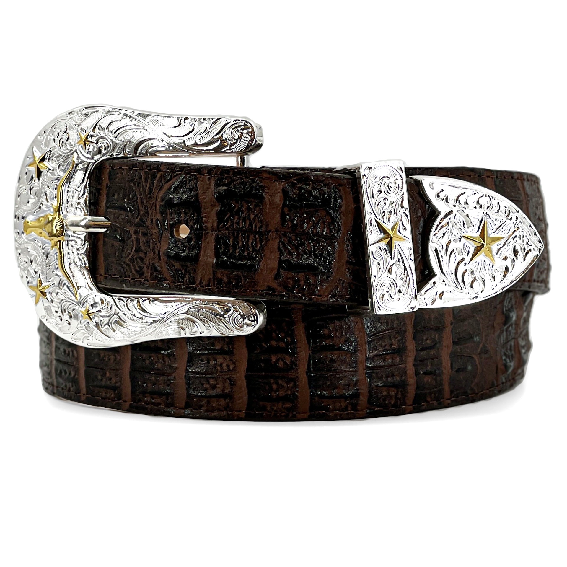 Chocolate Brown Caiman Neck Belt – Alfa Western Wear