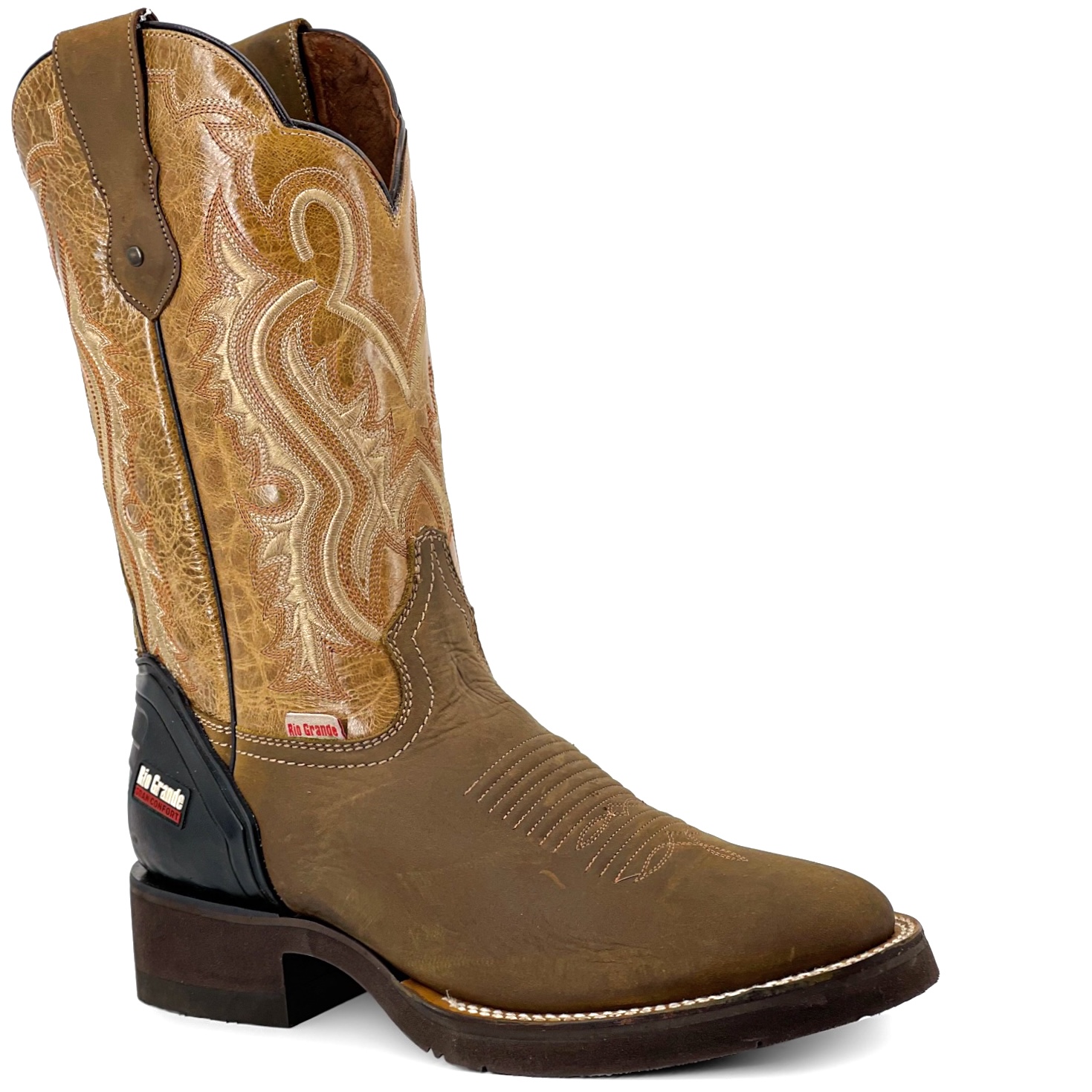 Men’s Handmade Brown Natural Cowhide – Round Toe – Alfa Western Wear