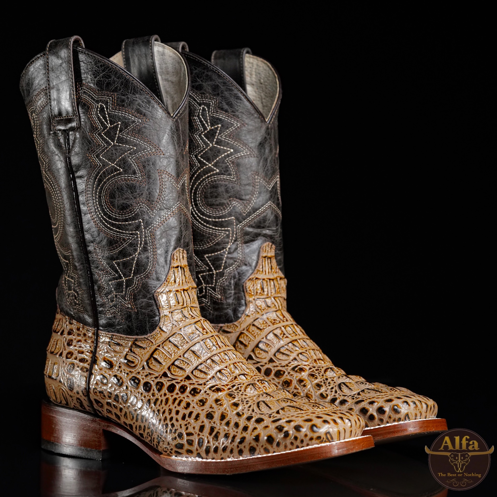 Men’s Handmade Orix Caiman Neck – Square Toe – Alfa Western Wear