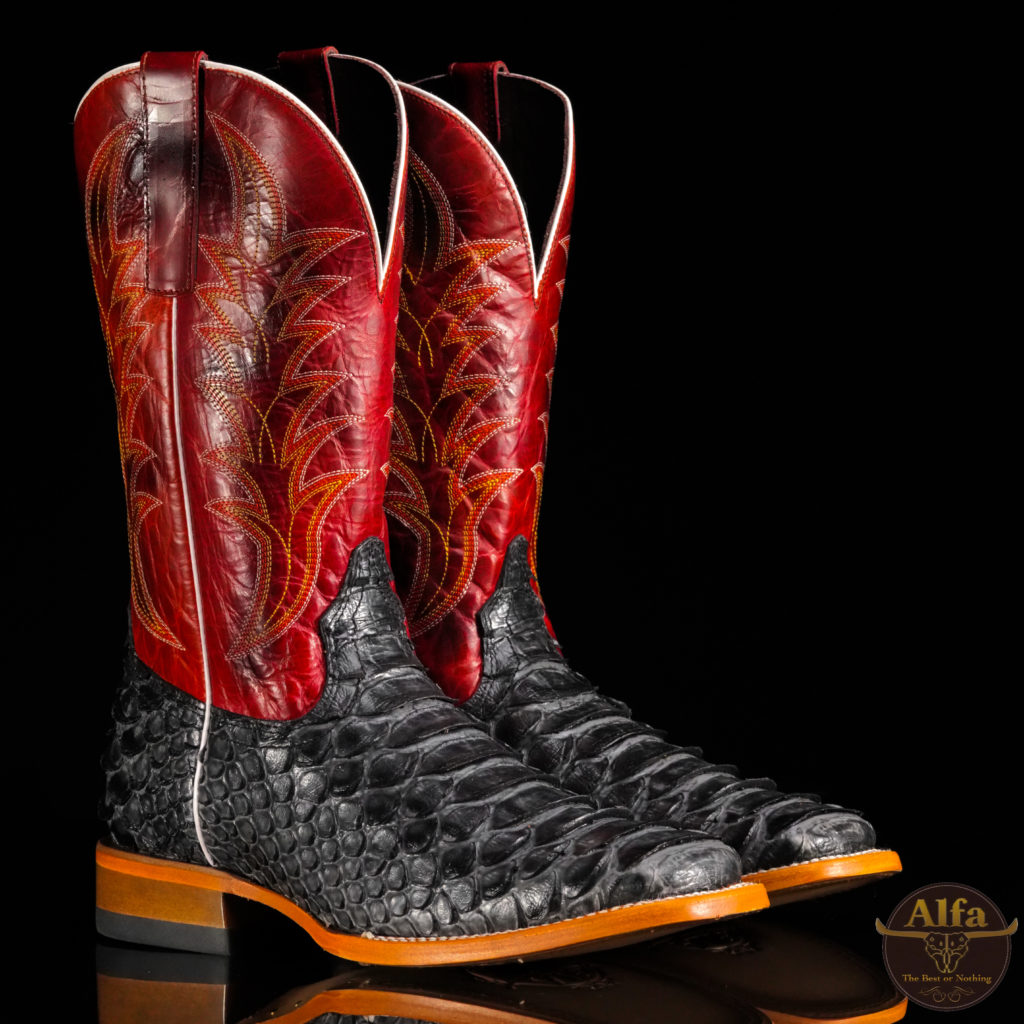 Men’s Handmade Alfa Gray Giant Python – Square Toe – Alfa Western Wear