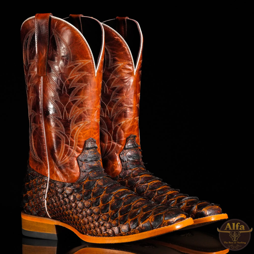 Men’s Handmade Alfa Cognac Giant Python – Square Toe (A2) – Alfa ...