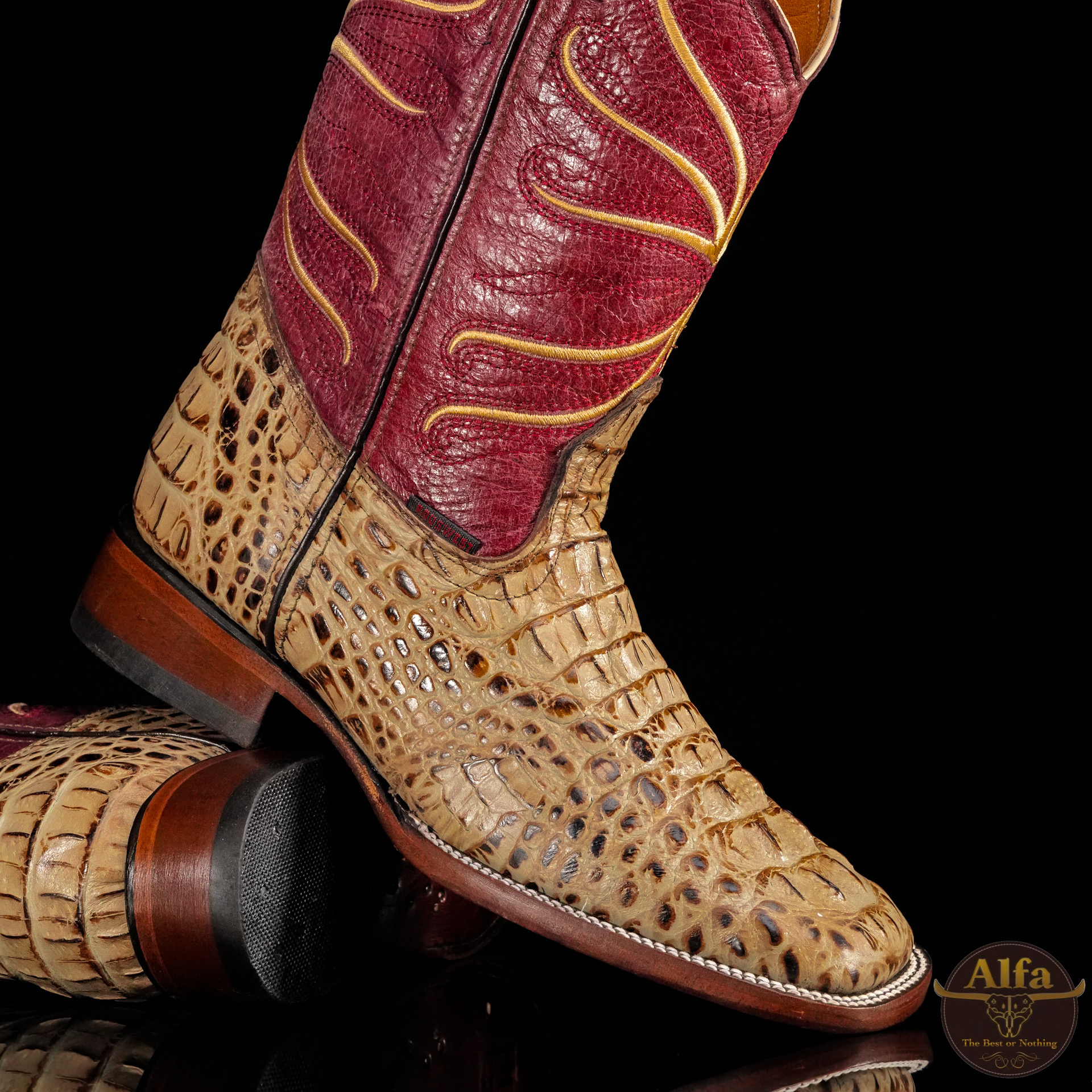 Men’s Handmade Paja Caiman Neck – Square Toe – Alfa Western Wear