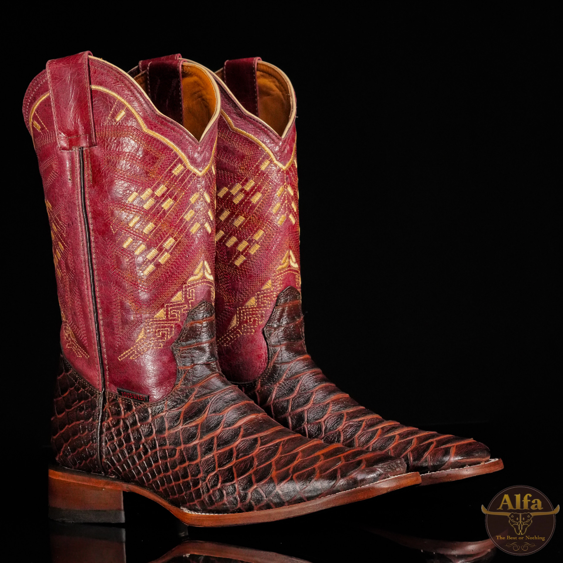 Men’s Handmade Brown Python – Square Toe – Alfa Western Wear