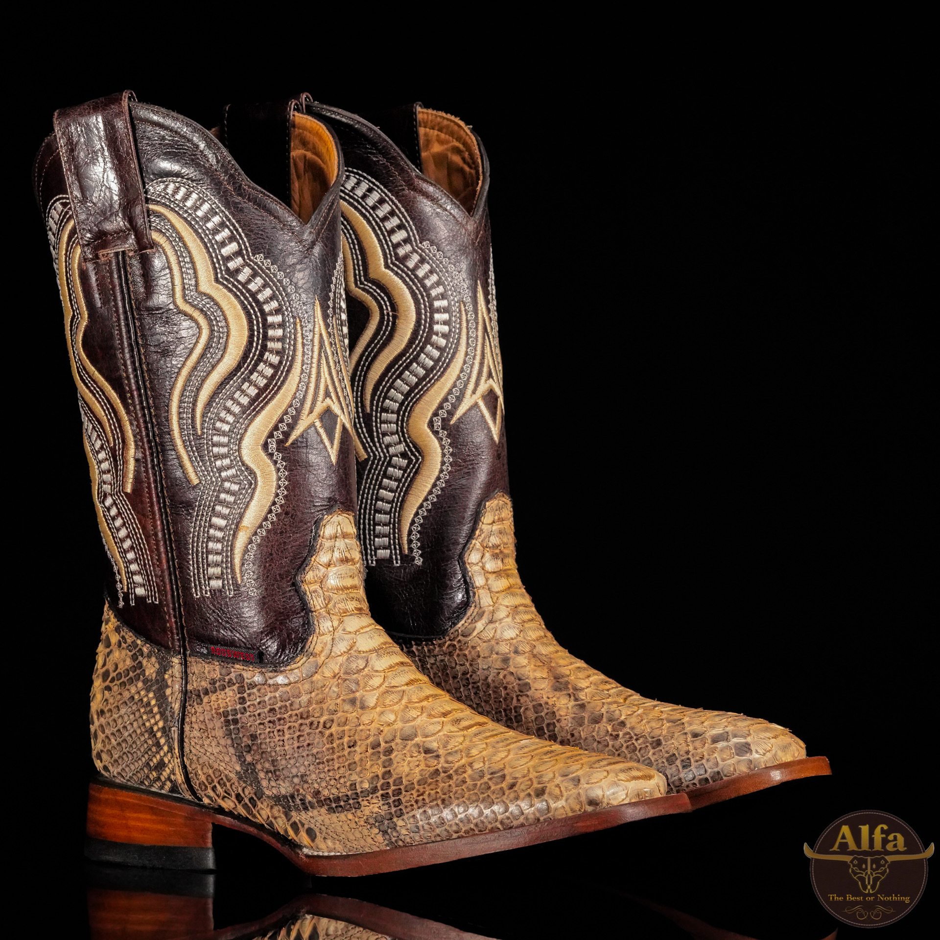 Men’s Handmade Genuine Taupe Python – Square Toe – Alfa Western Wear