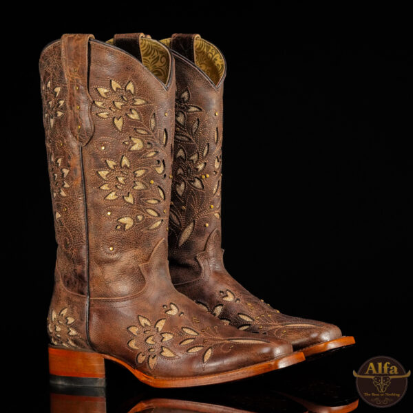 Women’s Handmade Alfa Brown Cowhide – Square Toe