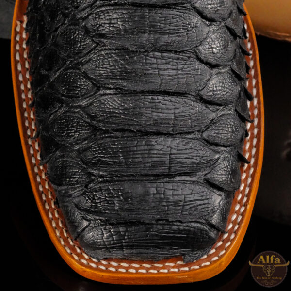 Men’s Handmade Alfa Black Giant Python – Square Toe