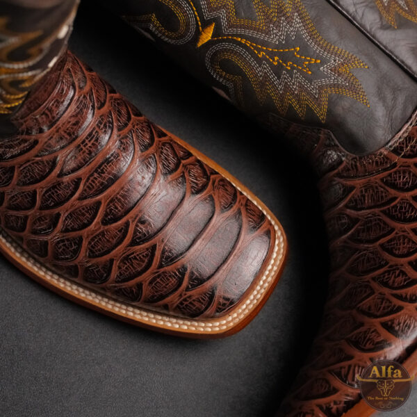 Men’s Handmade Alfa Brown Python – Square Toe