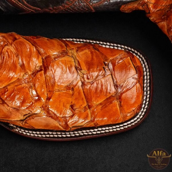 Men's Handmade Honey Pirarucu Skin – Square Toe – Alfa Western Wear
