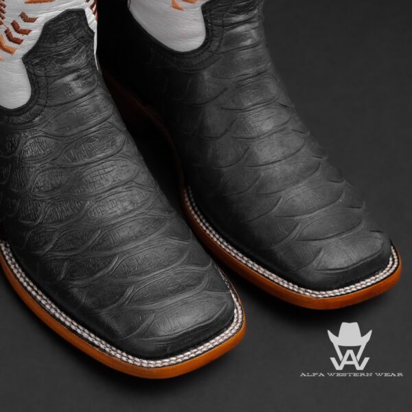 Men’s Handmade Matte Black Python – Square Toe