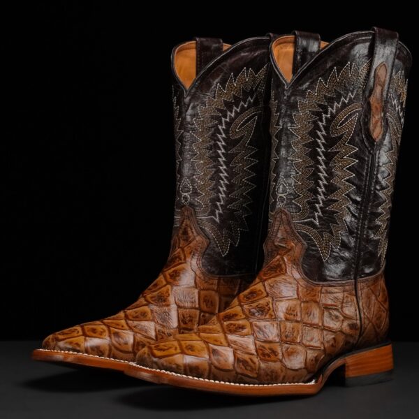 Men’s Handmade Honey Fish Scale – Square Toe – Alfa Western Wear