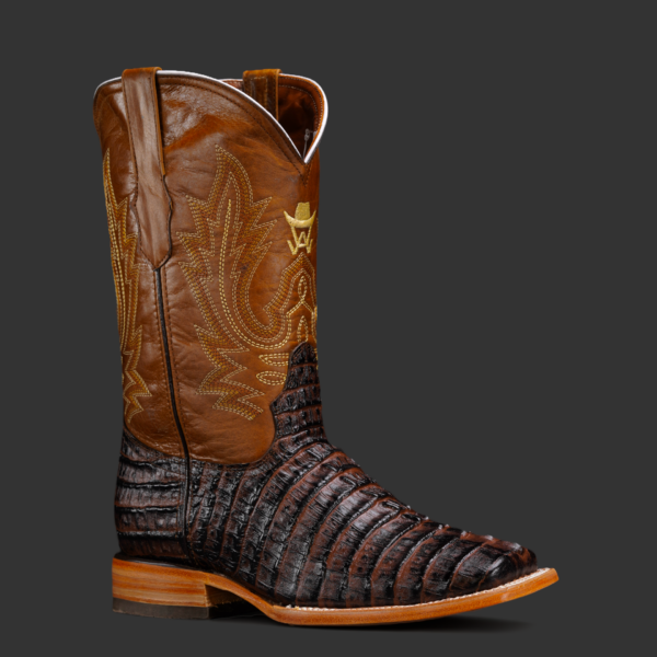 Chocolate Brown Caiman Tail – Square Toe – Alfa Western Wear