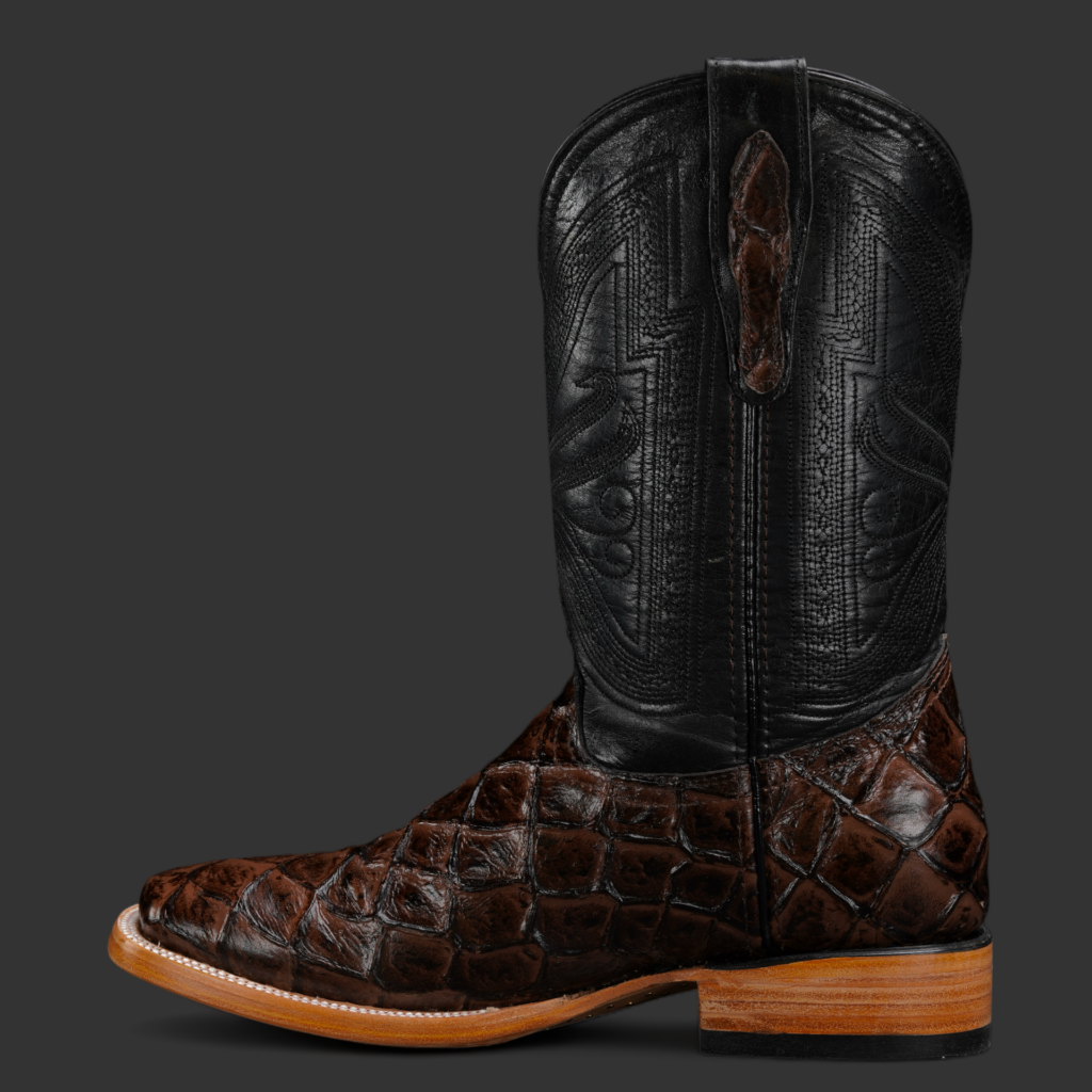 Chocolate Brown Fish Scale – Square Toe – Alfa Western Wear