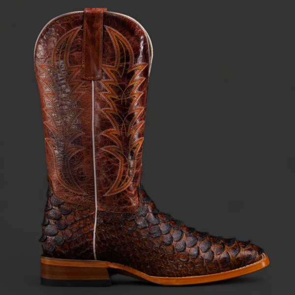 Cognac Giant Python – Square Toe – Alfa Western Wear