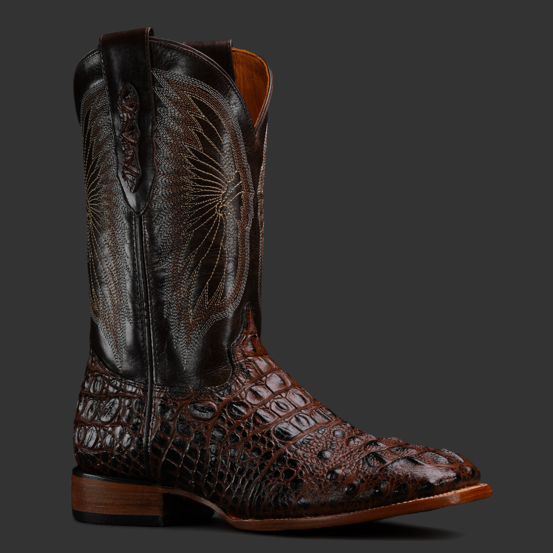 Brown Caiman Neck – Square Toe – Alfa Western Wear