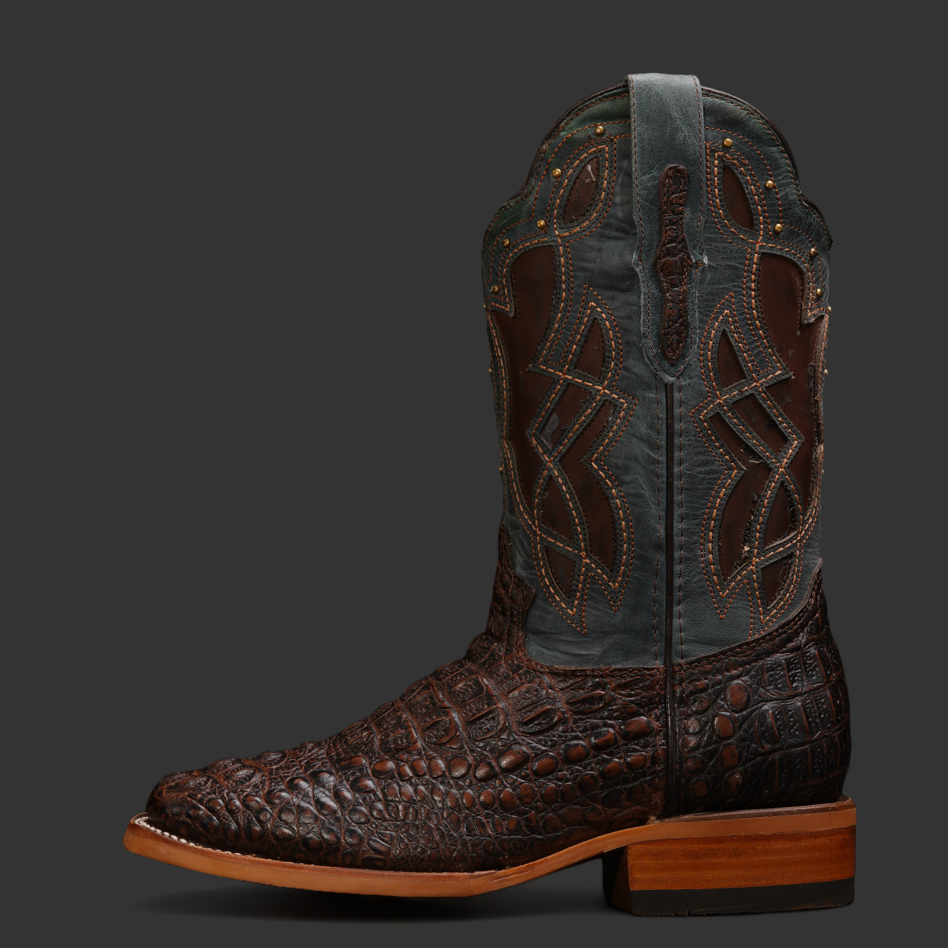 Brown Caiman Neck Square Toe – Alfa Western Wear