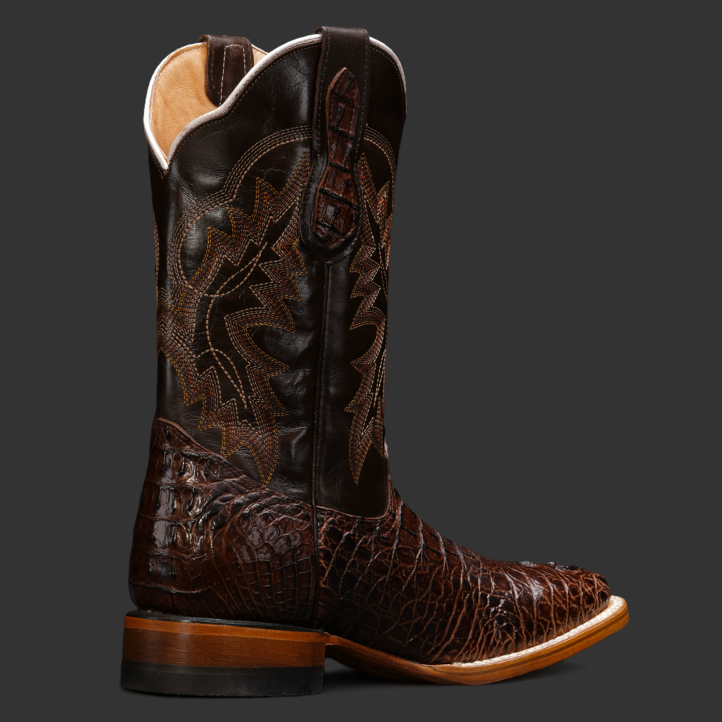 Chocolate Caiman Neck – Square Toe – Alfa Western Wear