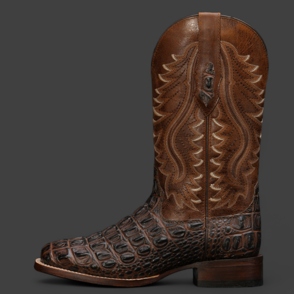 Brown Caiman Horn Back- Square Toe – Alfa Western Wear