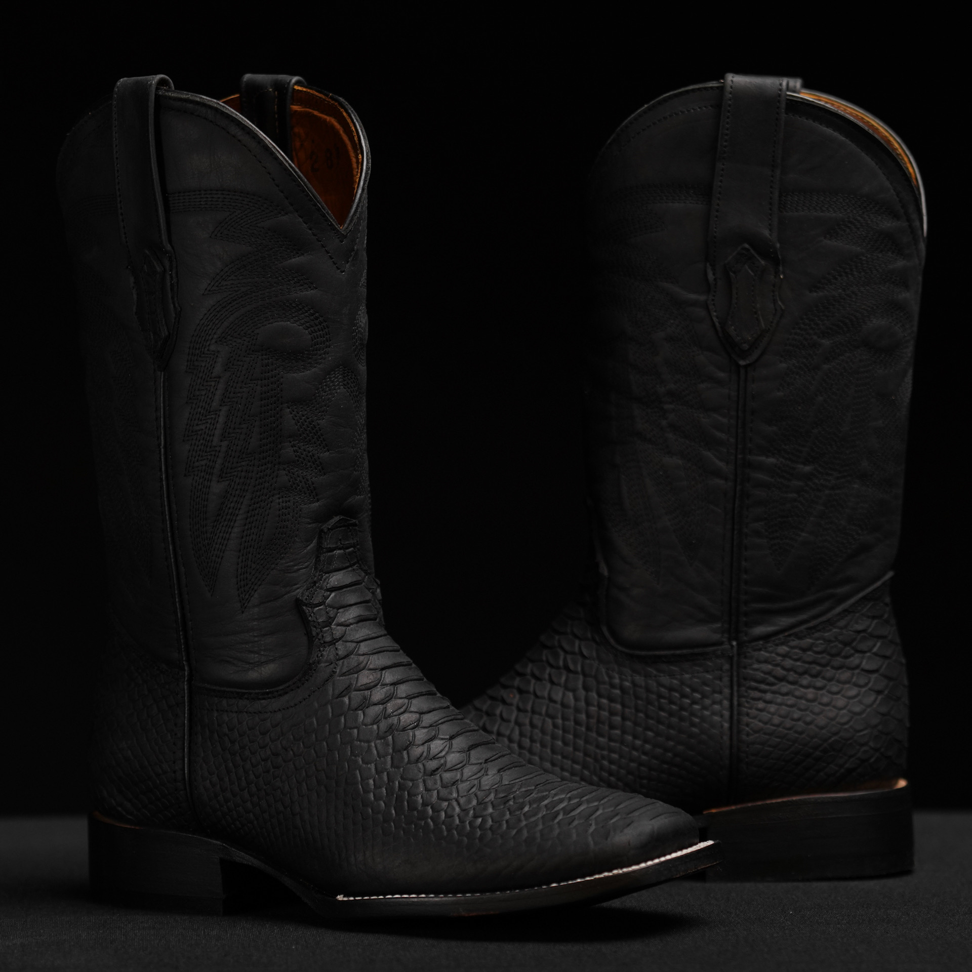 Matte Black Python – Square Toe – Alfa Western Wear