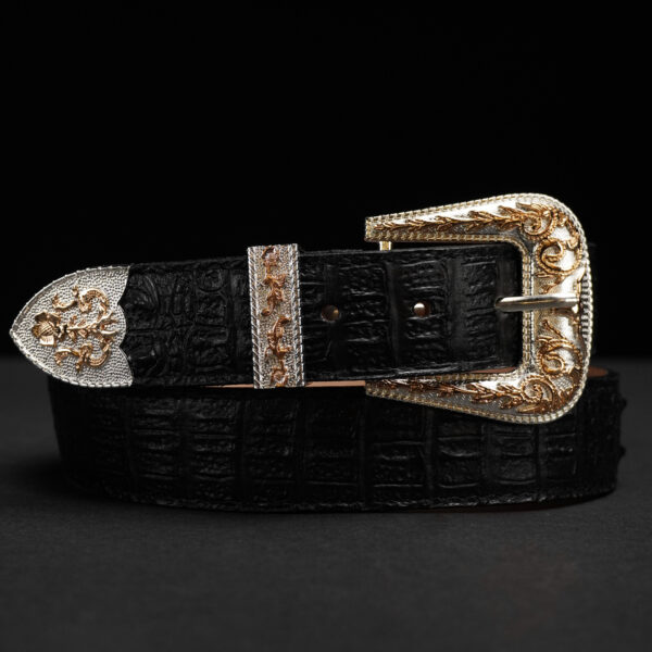 Black Caiman Neck Belt