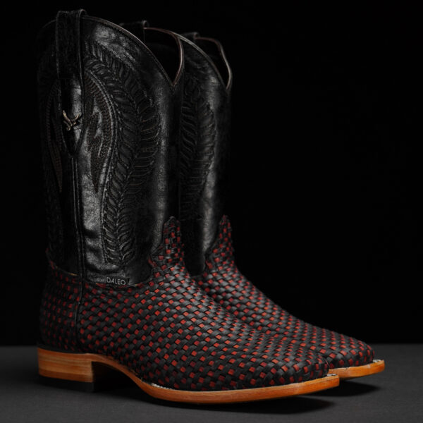 Black/Cognac Basketweave – Square Toe