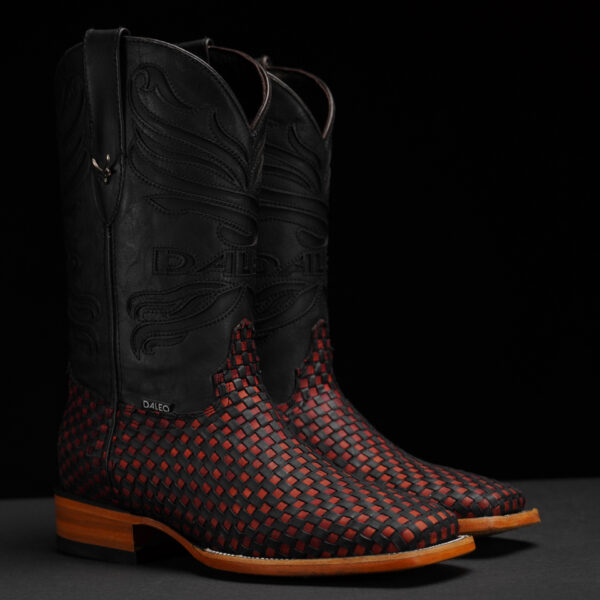 Black/Cognac Basketweave – Square Toe