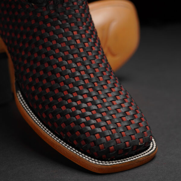 Black/Cognac Basketweave – Square Toe