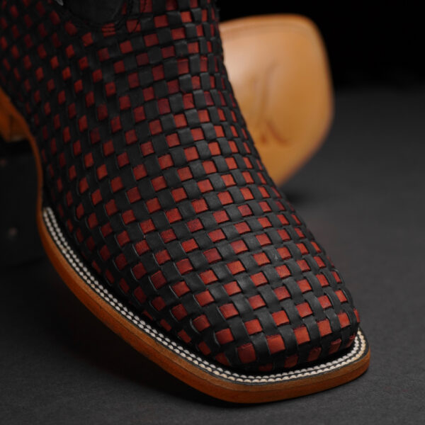 Black/Cognac Basketweave – Square Toe