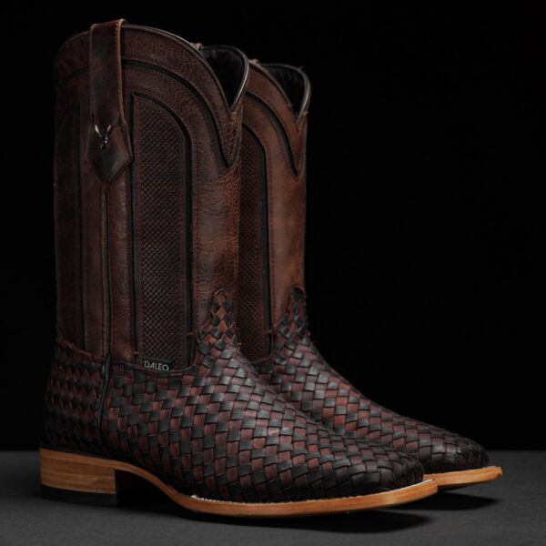 Black/Cognac Basketweave – Square Toe