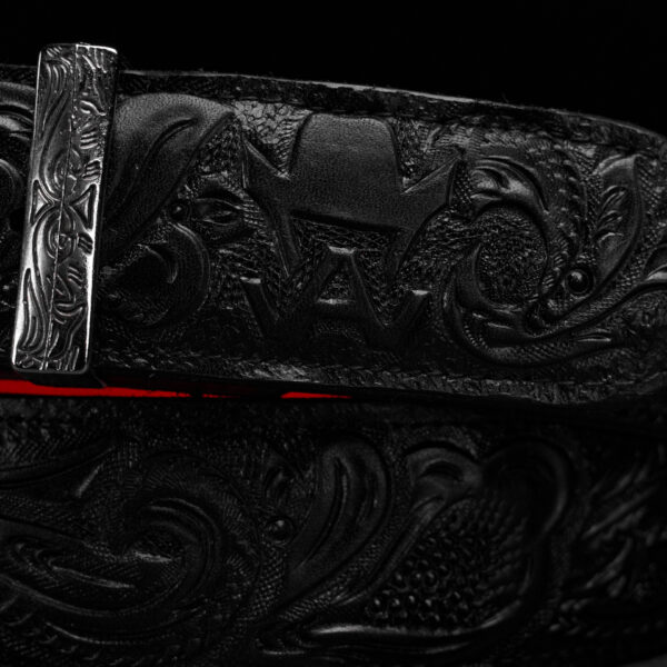 Black Alfa Hand Tooled Belt