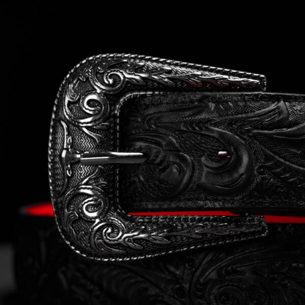 Black Alfa Hand Tooled Belt