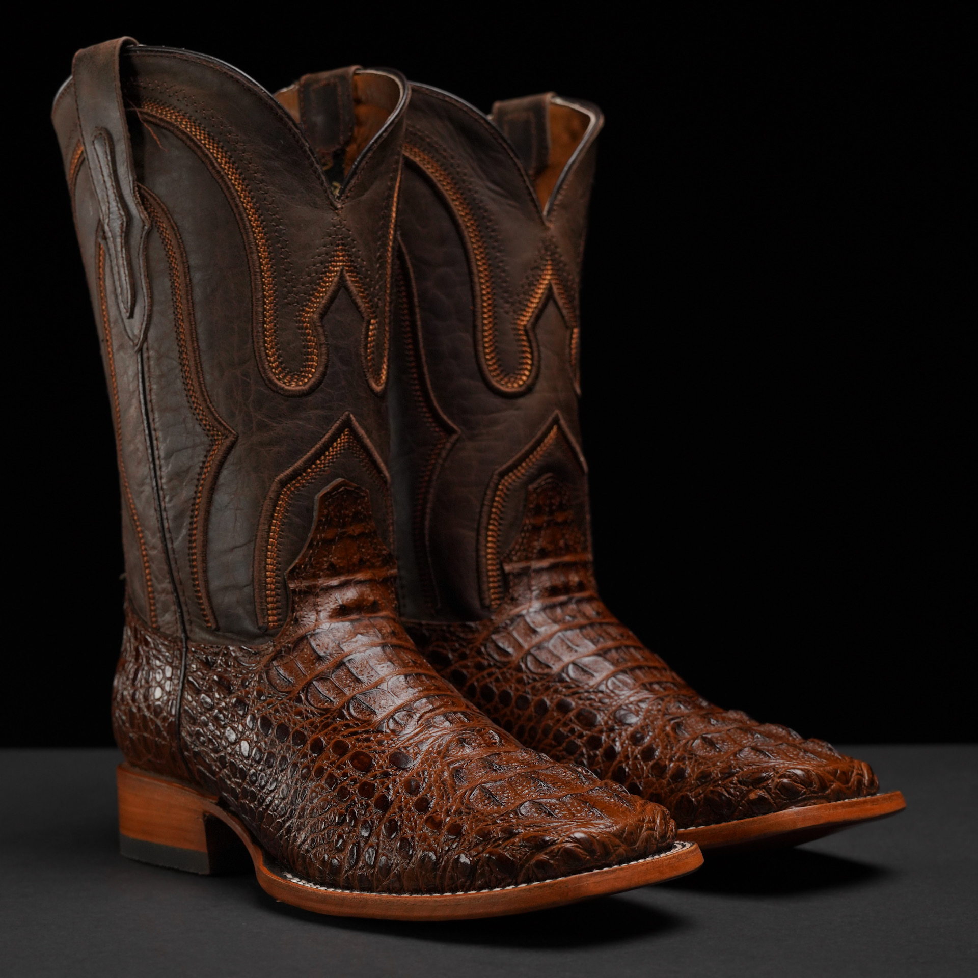 Brown Caiman Neck- Square Toe – Alfa Western Wear