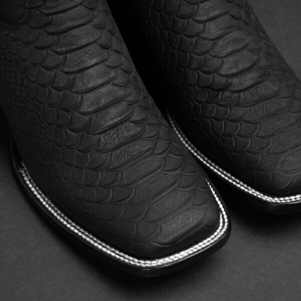 Matte Black Python - Square Toe