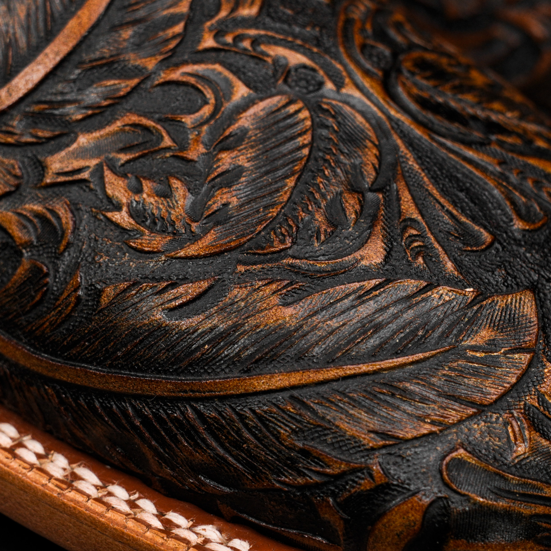 "Feathers" Tan Safari Hand Tooled – Square Toe - Image 4