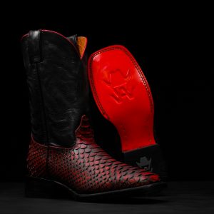 Black/Red Python – Square Toe