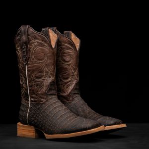 Matte Rustic Brown Caiman Belly - Ranch Square Toe