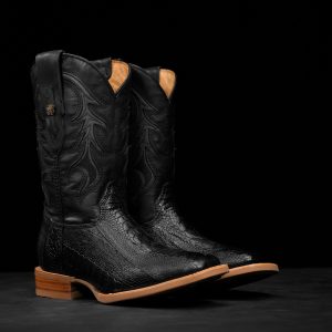 AUTHENTIC Black Ostrich Leg – Arena Square Toe
