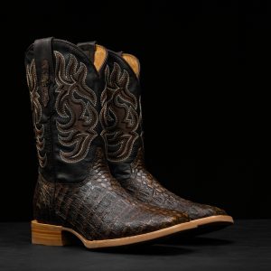 AUTHENTIC Rustic Brown Caiman Flank – Square Toe