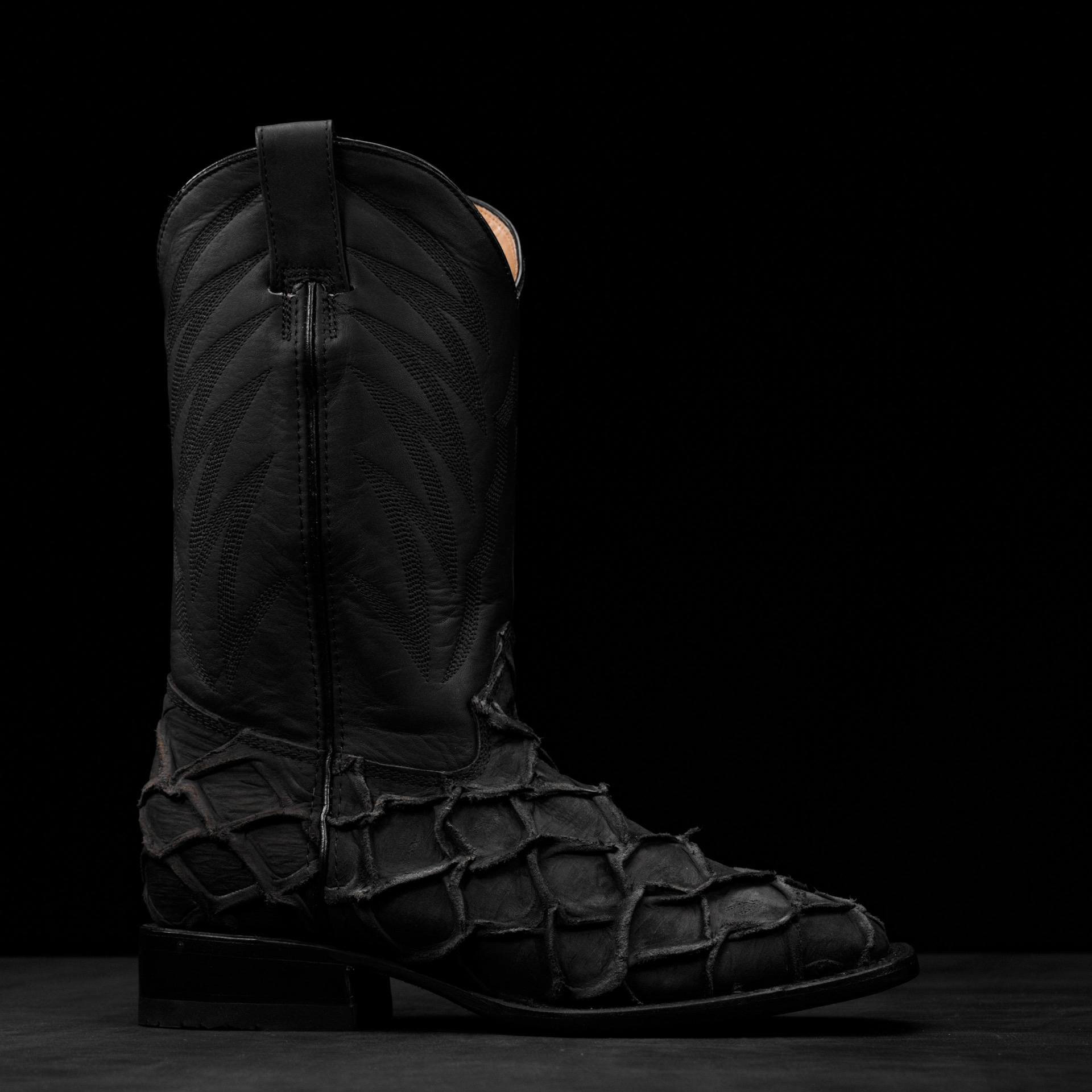 Matte Black Nubuck Pirarucu – Square Toe - Image 2