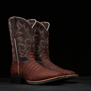 Flyweight Matte Cognac Nubuck Caiman Belly - Heritage Square Toe