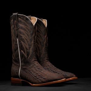 Matte Brown Caiman Horn Back - Square Toe