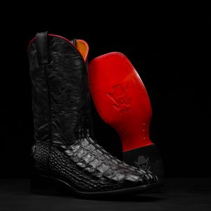 Black American Alligator Hornback - Square Toe