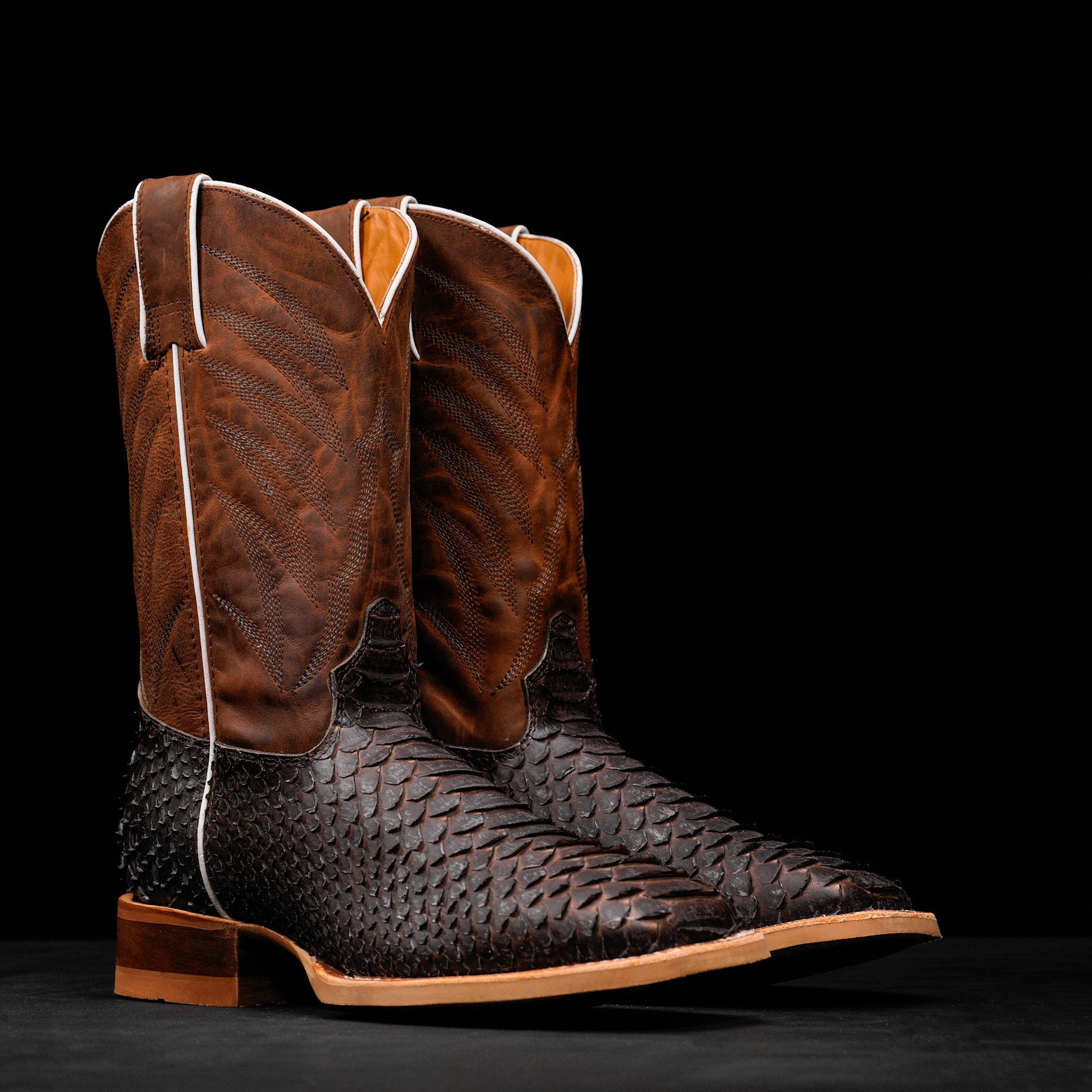 Matte Rustic Brown Python – Square Toe