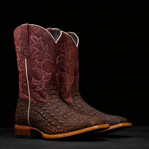 Matte Cognac Nubuck Caiman Horn Back - Heritage Square Toe