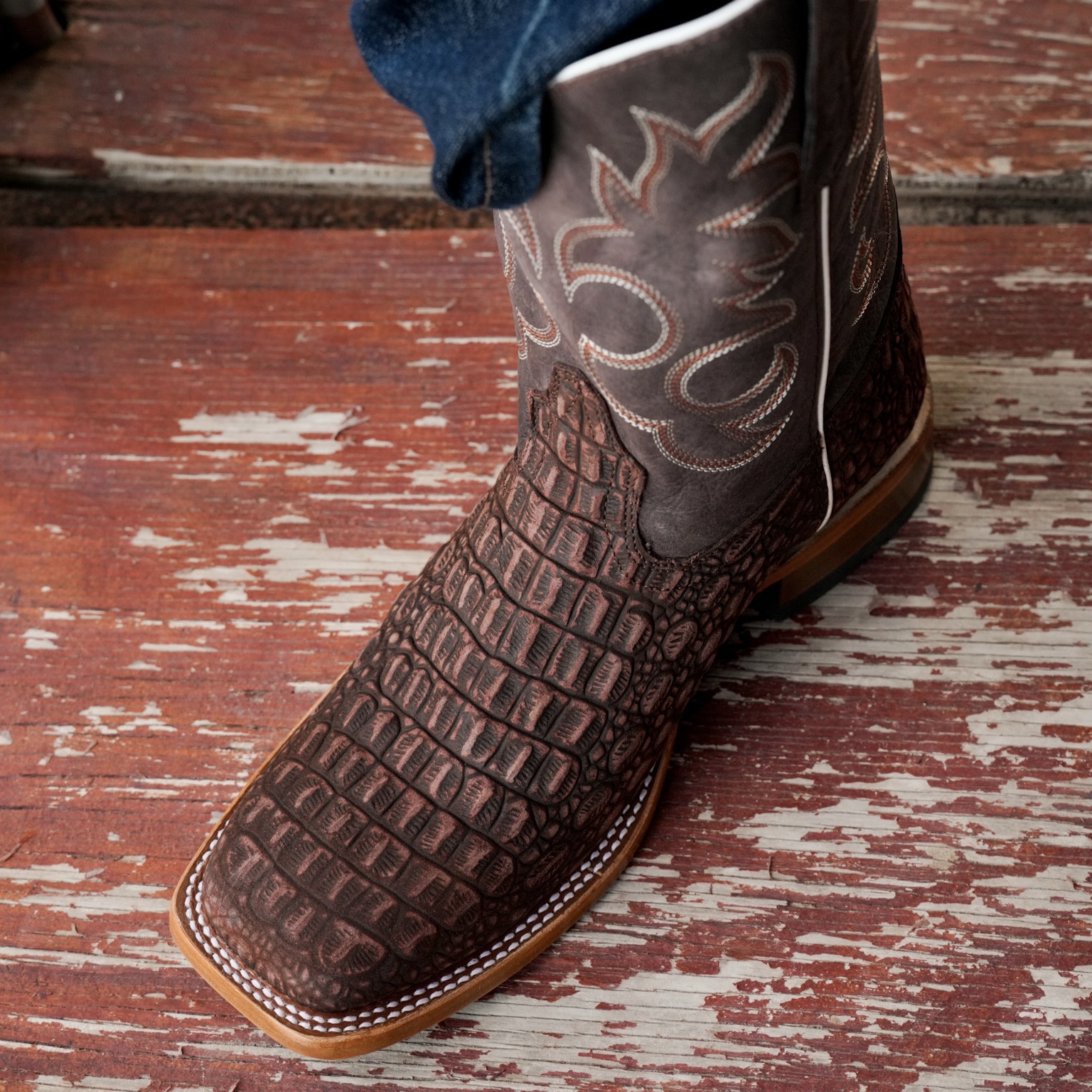 MOTO2811オックスフォード ラティーゴレザー size:1 ソールカスタム Matte Brown Nubuck Caiman Horn Back - Heritage Square Toe - Alfa