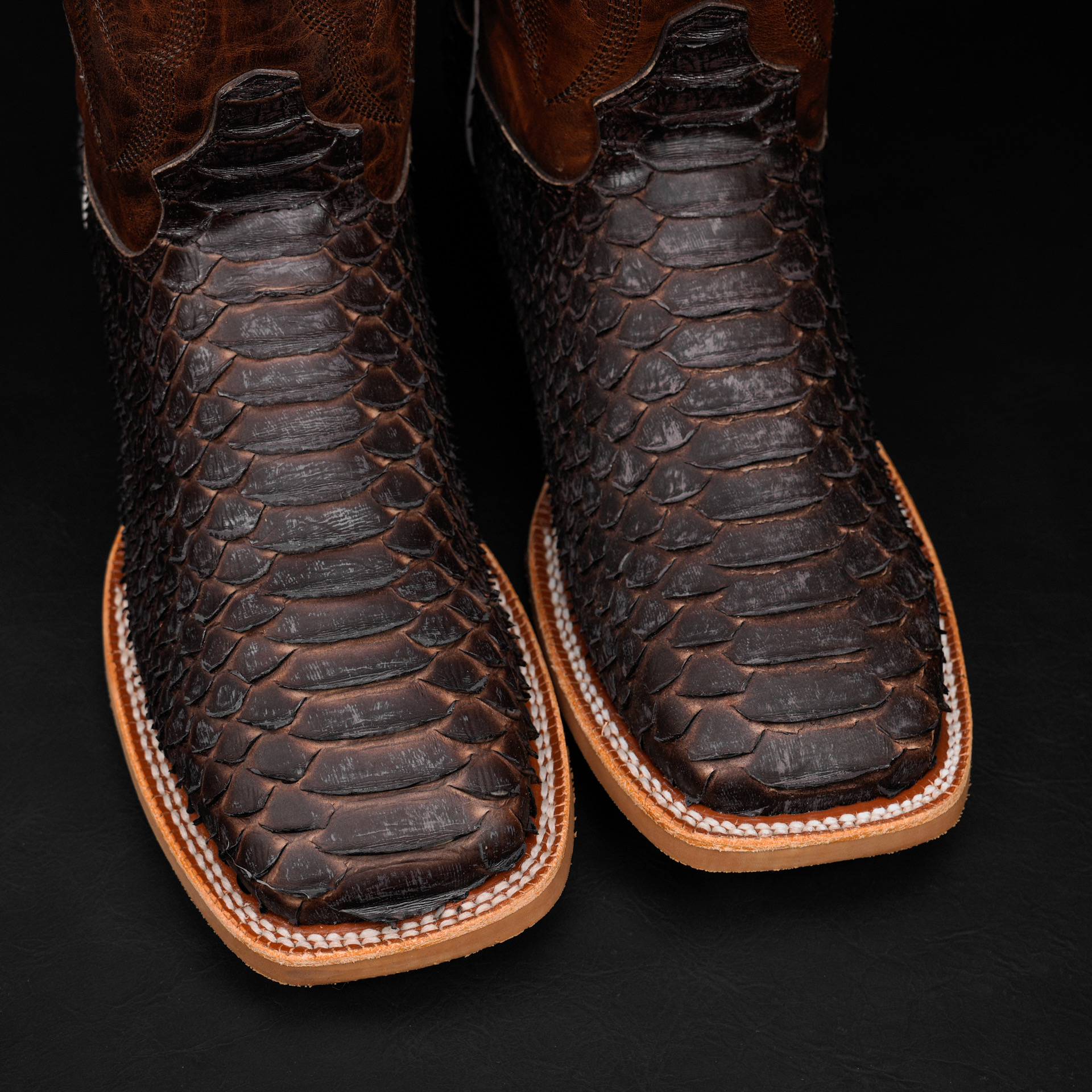 Matte Rustic Brown Python – Square Toe - Image 3