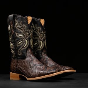 AUTHENTIC Brown Python Belly – Arena Square Toe