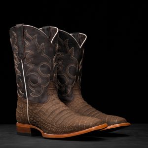 Matte Brown Nubuck Caiman Belly - Heritage Square Toe