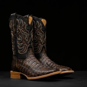 AUTHENTIC Rustic Brown Caiman Tail – Square Toe